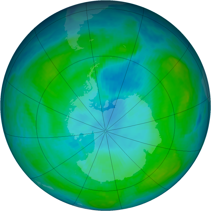 Antarctic ozone map for 02 February 1987